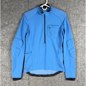 Kitsbow Cycling Shirt Adult Small Blue 1/2 Zip Corudra Merino Blend Reinforced